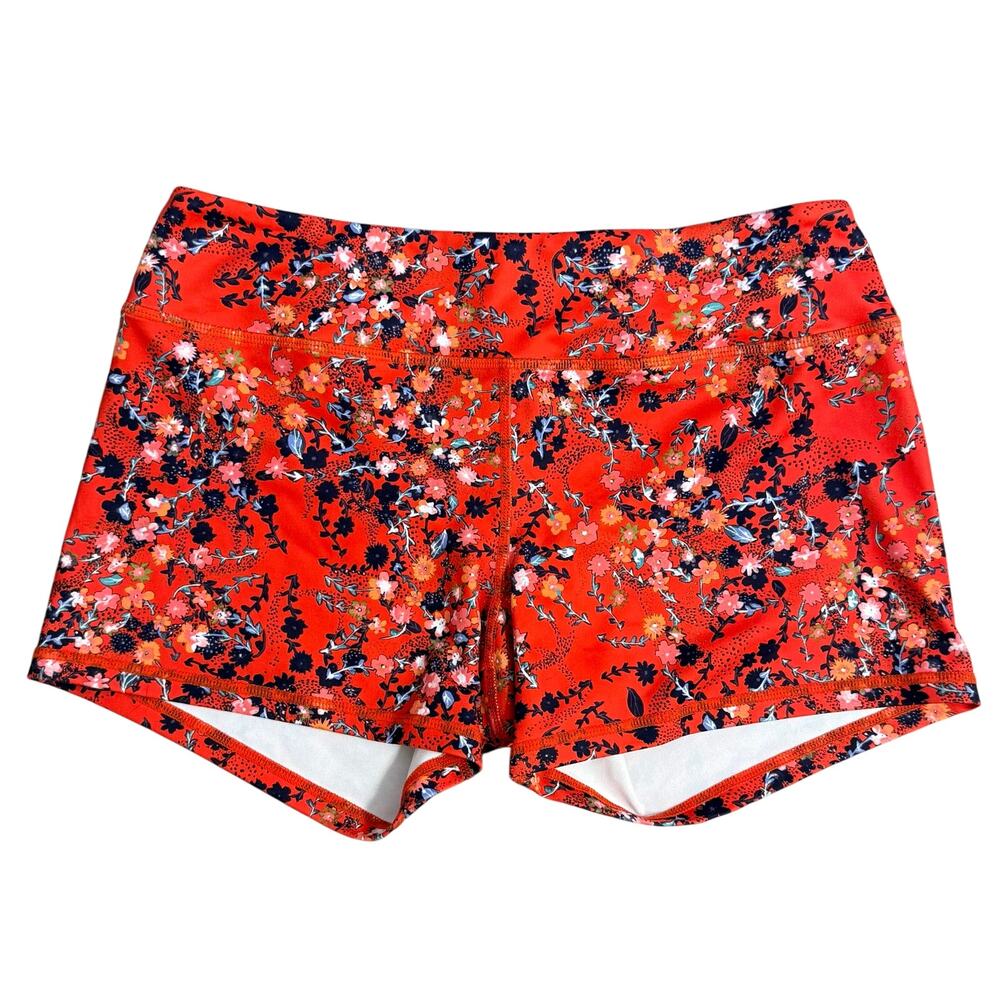 Born Primitive Booty Short CrossFit Gym 3” Inseam Floral Orange Women’s Medium